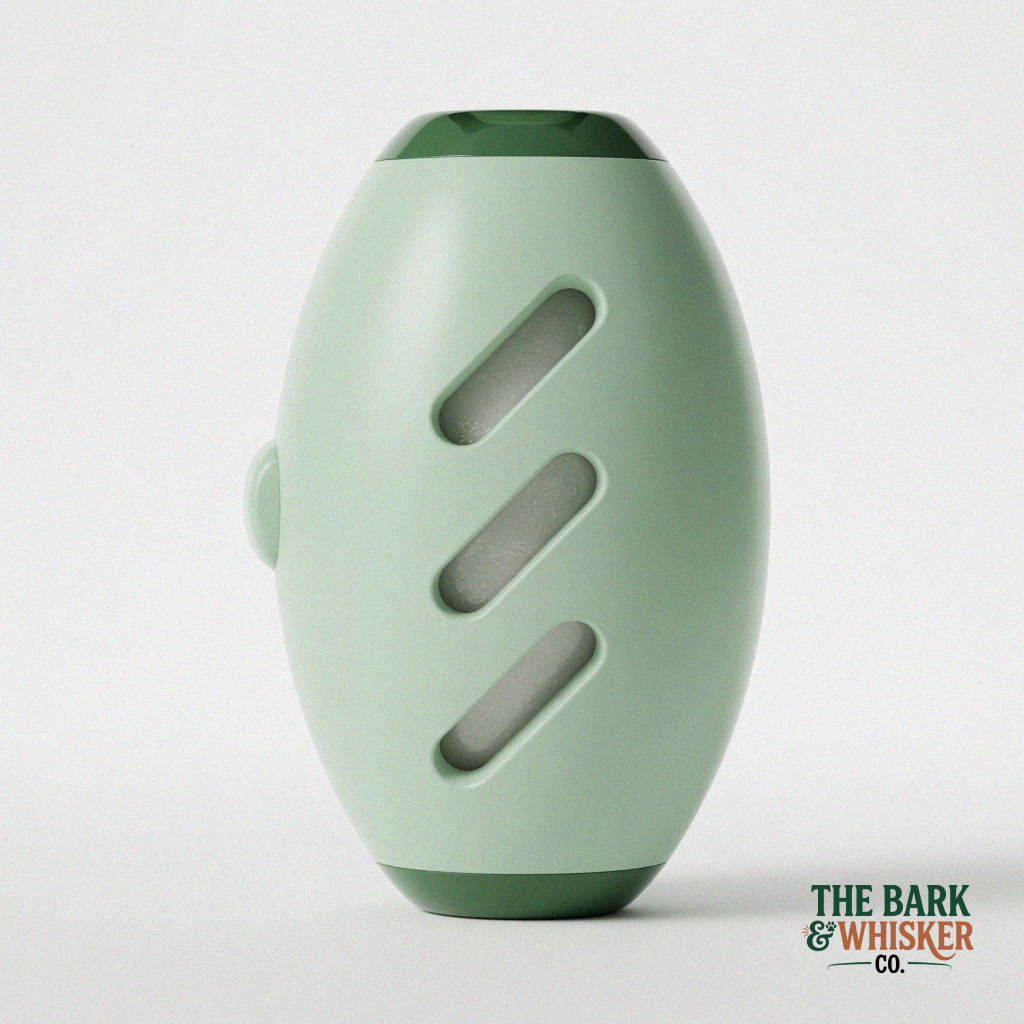 Reusable mint green pet hair lint roller with compact portable design, reusable sticky roller surface, and modern ergonomic body on a clean white background.