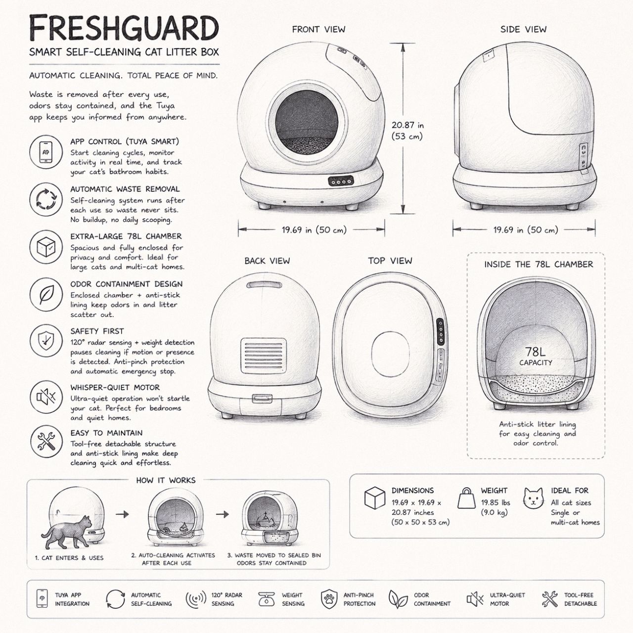 FreshGuard™ Self-Cleaning Litter Box